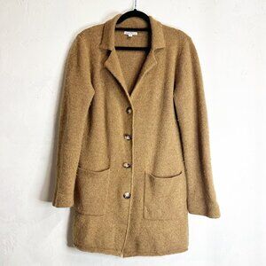 J. Crew Mercantile Long Brown Lambs Wool Button-Front Cardigan Coat Womens Mediu